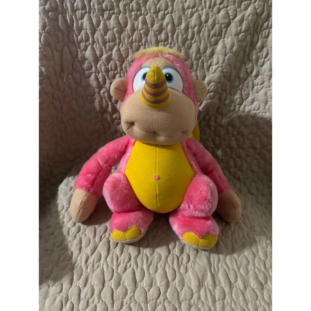 Vintage 1984 Disney Wuzzles Rhinokey Plush Hasbro Softies Pink Yellow 11"
